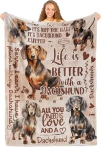 picture of a 50x65 inch beige dachshund blanket