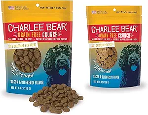 multi color bag with white lettering charlee bear grain free crunch puppy treats