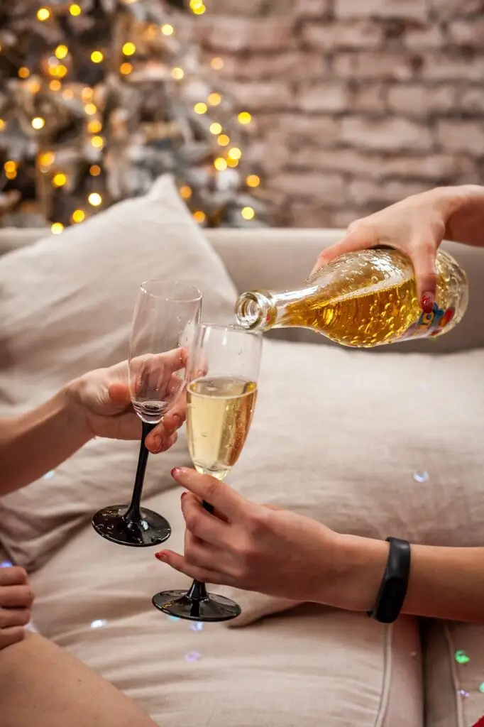 champagne, glasses, bottle
