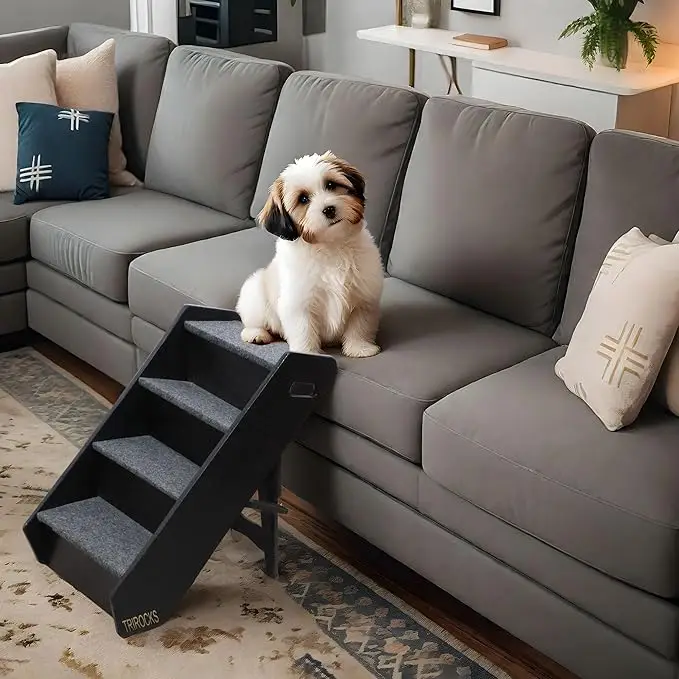replace #4 with this one and give it a title and small verbage TRIROCKS Wood Pet Stairs Non-Slip Pet Steps - Foldable 4 Levels Dog Stairs & Ramp Perfect for Beds and Cars - Portable Dog/Cat Ladder Up to 130 Pounds Visit the TRIROCKS Store