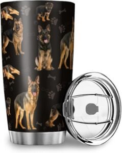 German shepherd Tumbler With Splash Proof Sliding Lid Stainless Steel Coffee Cups Vacuum Insulated Travel Mug for Ice Drink Travel