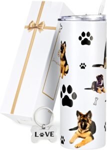 German Shepherd Gifts Dog Mom Gifts for Women, Gifts for Dog Lover Dog Owners Dog Trainer Dog Groomer, 20 Oz Insulated Stainless Steel Tumbler with Straw,Cute German Shepherd Pattern