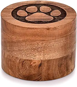 Acacia Wood Decorative Urns Funeral Cremation Urn for Ashes for Dogs, Pet Urns for Cats (3.5" x 3.5" x 2.5")