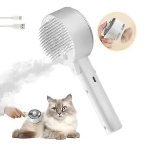 CLICK HERE. Cloud Care Cat Brush for Indoor Cat Steam Brush for Shedding Spritz Defur Comb for Cats Steam Cat Brush for Long Short Hair Cat Dog Pet Steam Brush for Cats Massage Grooming Self-Cleaning (White)