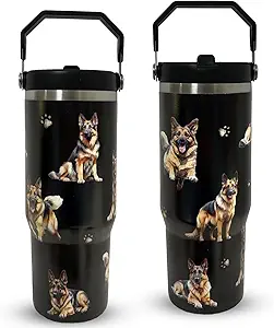German Shepherd Gifts For German Shepherd Lovers,German Shepherd Gifts For Women,30oz Tumbler With Handle Lid and Straw,Dog Mom Coffee Cup,Dog Owner Gifts