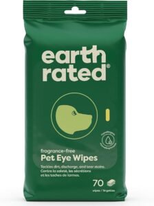 CLICK HERE. #1 BEST SELLER. Earth Rated Pet Eye Wipes, Hypoallergenic Eye Wipes for Dogs & Cats to Prevent Tear Stains & Eye Discharge, Fragrance Free, 70 Count