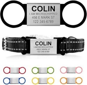 CLICK HERE. Personalized and Custom Dog Tag for Pets - No Noise - Engraved Name Tag - Slide On ID Tags and Collar Tags for Small, Medium, Large Dogs and Cats - Silent Customized