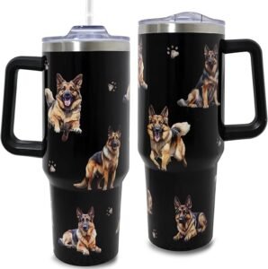 German Shepherd Gifts For German Shepherd Lovers,German Shepherd Gifts For Women,40oz Tumbler With Handle Lid and Straw,Dog Mom Coffee Cup,Dog Owner Gifts