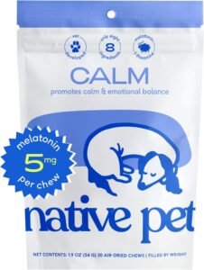 Native Pet Calm Dog Treats for Stress and Anxiety Relief - Dog Calming Chews - Natural Calming Dog Treats Made with Melatonin for Dogs - Natural Dog Calming Chews - Dog Anxiety Relief