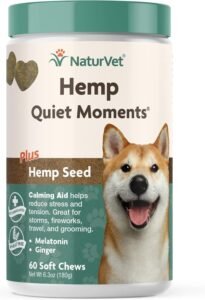 CLICK HERE. #1 BEST SELLER. NaturVet Quiet Moments Plus Hemp Calming Aid Soft Chews for Dogs