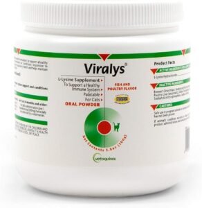 CLICK HERE. AMAZON'S CHOICE. Vetoquinol Viralys L-Lysine Supplement for Cats - Cats & Kittens of All Ages - Immune Health - Sneezing, Runny Nose, Squinting, Watery Eyes - Flavored Lysine Powder