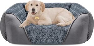 Large Dog Bed for Large Medium Small Dogs, Rectangle Washable Dog Bed, Orthopedic Dog Bed, Soft Calming Sleeping Puppy Bed Durable Pet Cuddler with Anti-Slip Bottom L(30"x24"x9")
