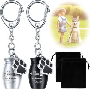 CLICK HERE. 2 Pcs Pet Urns Keychain for Dog Cat Ashes with Storage Bags Small Pet Cremation Keepsake Pend Paw Print Memorial Urn