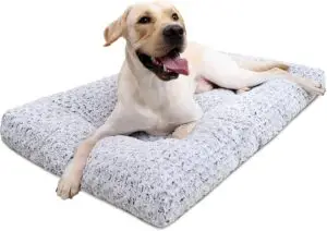 Soft, washable large dog bed with anti-slip base — perfect for crates or lounging at home.