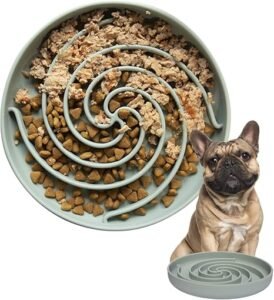 Slow Feeders and Interactive Feeders For Your Dog 8 Dog Puzzle Bowl - Silicone Slow Feeder Dog Bowls for Healthy Eating - Puppy Slow Feeder Non-Slip Design Dishwasher Microwave Safe (Grey Green)
