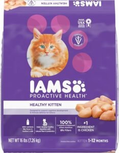 CLICK HERE. BEST OVERALL DRY FOOD. IAMS PROACTIVE HEALTH Healthy Kitten Dry Cat Food with Chicken Cat Kibble