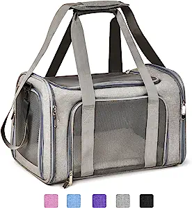 Pet Travel 29 CLICK HERE. #1 BEST SELLER Cat, Dog Carrier for Small Medium Cats Puppies up to 15 Lbs, TSA Airline Approved Carrier Soft Sided, Collapsible Travel Puppy Carrier - Grey