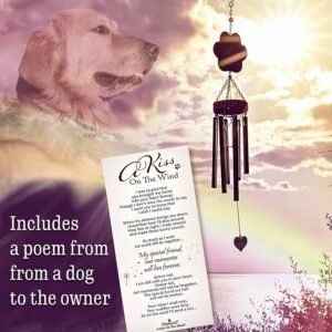 Pet Memorial Gifts, 19" Red Collar Wind Chimes, Dog Memorial Gifts, Pet Loss Gifts, Loss of Pet Sympathy Gift, Pet Remembrance Gift