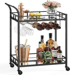 Cute Ideas For Your Bar Cart 8 CLICK HERE. Bar Cart Black, Home Bar Serving Cart, Wine Cart with 2 Mirrored Shelves, Wine Holders, Glass Holders, for Kitchen, Dining Room, Black