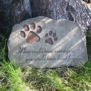CLICK HERE. AMAZON'S CHOICE. Paw Prints Dog Pet Memorial Stones, Pet Garden Stone Grave Marker for Dog or Cat, Hand-Painted Pet Memorial Gift Loss Gifts Sympathy Gifts for Dogs or Cats Indoor or Outdoor, 11" x 8"