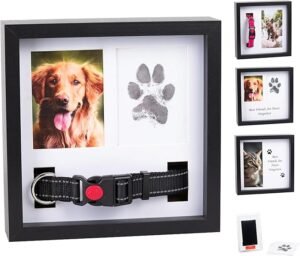CLICK HERE. AMAZON'S CHOICE. Pet Memorial Dog Picture Frame, 4 Customizable Displays, 9x9", Paw Print Kit for Dogs, Pet Memorial Gift for Dogs, Loss of Dog Sympathy Gift, Dog Memorial Gift, Pet Paw Print Impression Kit, Cat Memorial Picture Frame, Dog Passing Away Gift