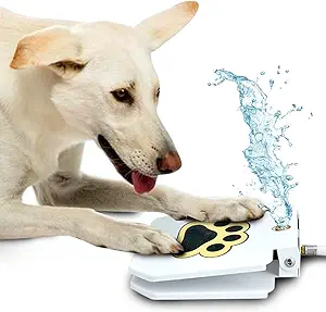 CLICK HERE. Dog Outdoor Fountain Step On, Dog Sprinkler Paw Activated, Drinking Pet Dispenser, Provides Fresh Water, Sturdy, Easy to Use