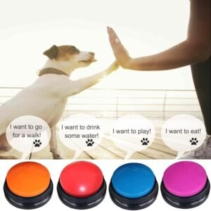 Button Talk Training for you Dog. 3 CLICK HERE. AMAZON'S CHOICE. 8 Color Voice Recording Button, Dog Buttons for Communication Pet Training Buzzer, 30 Second Record & Playback, Funny Gift for Study Office Home - 8 Color Packs
