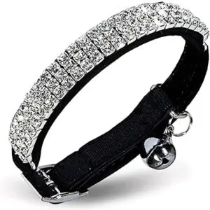 CLICK HERE. CHUKCHI Soft Velvet Safe Cat Adjustable Collar Bling Diamante with Bells,11 inch for Small Dogs and Cats