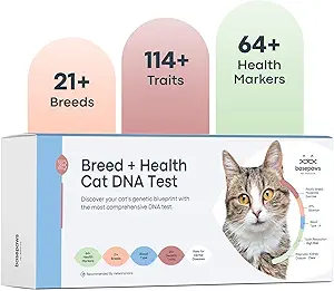 CLICK HERE. Cat DNA Test Kit - Comprehensive Breed, Health and Dental Analysis Across 114 Traits for Accurate and Easy-to-Use Genetic Insights