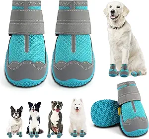 Dogs Need Shoes Too! 10 CLICK HERE. Dog Boots & Paw Protectors for Hardwood Floors, Outdoor Dog Booties for Hot Pavement Winter Snow Hiking, Breathable Dog Shoes with Reflective Strips