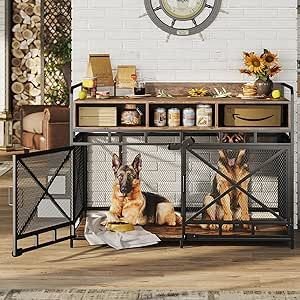 CLICK HERE. Dog Crate Furniture,Wooden Dog Crate End Table,48 Inch Dog Kennel with Drawers,Heavy Duty Dog Crate,Decorative Pet Crate Dog Cage for Indoor