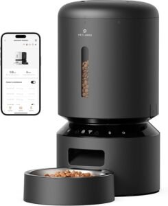 CLIKCK HERE. Automatic Cat Feeder, 5G WiFi Automatic Dog Feeder with Freshness Preservation, 5L Timed Cat Feeder with Low Food Sensor, Up to 10 Meals Per Day, Granary Pet Feeder for Cats, Black