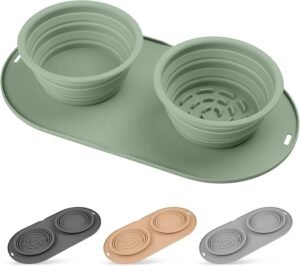 Puppy Dog Bowl,Travel Bowls Dog Food Bowls&Dog Water Bowls,No Spills,Collapsible Double Bowl,Suitable for Small and Medium Sized Dogs