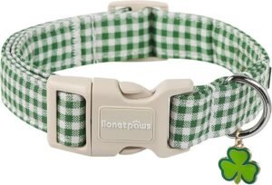 CLICK HERE. AMAZON'S CHOICE. Lionet Paws St. Patrick Dog Collar, Comfortable Adjustable Green Collar with Green and White Grid Pattern for Large Male Female Dogs Collars