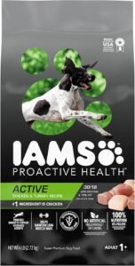 CLICK HERE. AMAZON'S CHOICE. BEST FOR ACTIVE DOGS. Iams Proactive Health Adult Active Dry Dog Food with Chicken and Turkey