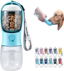 CLICK HERE. #1 BEST SELLER. Dog Water Bottle with Food Container, Travel Puppy Water Bowl, Portable Pet Dispenser, Dog Stuff Accessories Items, Puppy Essentials Necessities for Yorkie Cat Walking and Hiking Dog Gift