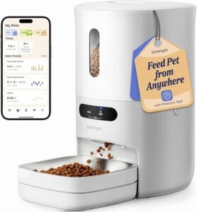 CLICK HERE. AMAZON'S CHOICE. Automatic Cat Feeder, Smart Scale Tracks Pet's Food Intake, App Remote Feeding, 3.6L Timed Food Dispenser for Cats and Dogs, Up to 10 Meals Per Day, Stainless Steel Bowl, Dual Power Supply