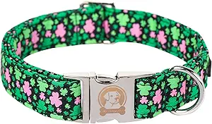 CLICK HERE. MR. CHUBBYFACE St.Patrick's Clover Dog Collar, Green Clovers Shamrock Adjustable Dog Collar, Cute St.Patrick's Collar