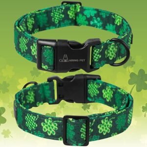 CLICK HERE. AMAZON'S CHOICE. St Patrick's Day Dog Collar-Cute Clovers Dog Collar, Adjustable Cotton Shamrock Pet Collar Trefoil Puppy Collars with Quick Release Buckle