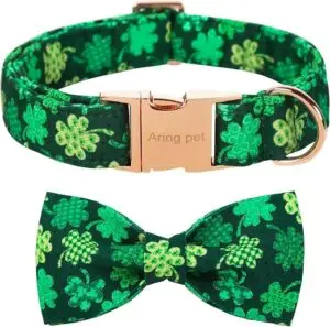 CLICK HERE. AMAZON'S CHOICE. St. Patrick's Day Dog Collar-Cute Clovers Dog Collar with Bow, Cotton Trefoil Bowtie Dog Collars with Metal Buckle