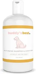 Give your pup a soothing bath with Buddy's Best Dog Shampoo – a moisturizing shampoo and conditioner perfect for dry, sensitive skin, with a refreshing coconut vanilla bean scent!