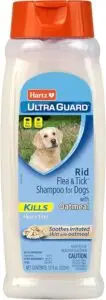 Hartz UltraGuard Rid Flea and Tick Shampoo for Dogs – 18 fl oz bottle with oatmeal to soothe irritated skin, kills fleas and ticks, orange flip-top cap