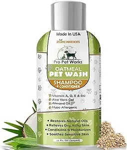 Soothe and cleanse your pup’s skin with this 5-in-1 oatmeal dog shampoo and conditioner, a plant-based, sulfate-free formula designed for dandruff, allergies, and sensitive skin.