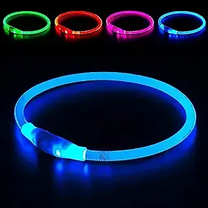 Light up Dog Collar, BSEEN USB Rechargeable Flash Dog Necklace Light, Pet Safety Collar Makes Your Beloved Dogs Be Seen at Night