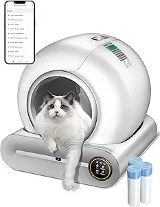 Upgraded 2025 self-cleaning litter box with app control, health monitoring, and negative ion sterilization—perfect for multi-cat homes and odor-free convenience.