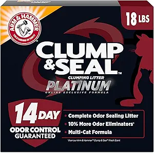 ARM & HAMMER Clump & Seal Platinum, Complete Odor Sealing Clumping Cat Litter