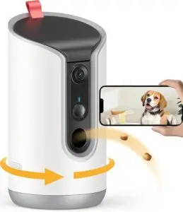2K Pet Camera Treat Dispenser, 360°View Dog Camera with Phone App, 5G&2.4G WiFi 2-Way Talk Pet Camera Indoor for Cats Remote Treat Tossing,