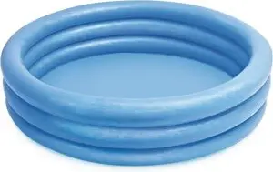 a blue infalatable small pool that can be used for relaxing to watch a movie