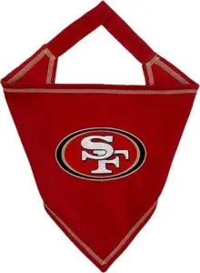 Kansas City Chiefs dog bandana with official NFL logo, football dog gear for pets to wear on game day.