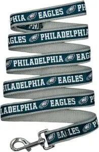 Philadelphia Eagles dog leash with official NFL team logo, durable football dog gear for game day walks and pet fans.